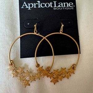 NWT Apricot Lane Gold “ Star” Hoop Earrings